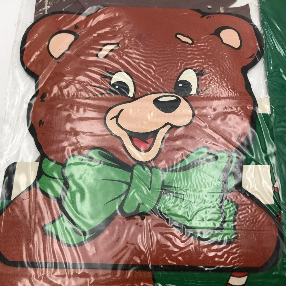Vintage NOS Holiday Gift Boxes Teddy Bear Cardboard Set Of 4 plus 1 extra